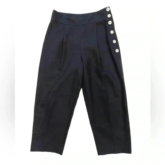 Club Monaco Valerena Linen Blend Black Capri Ankle Pants Size 4 - Picture 8 of 12